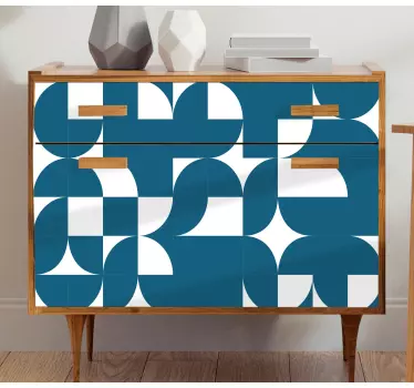 Stickers voor op meubels Blauw cirkel geometrisch kunstpatroon - TenStickers