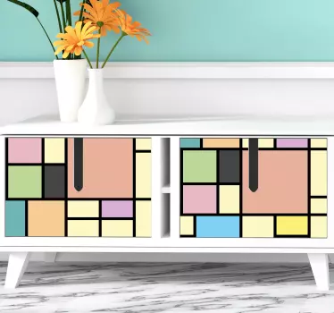 Meubel sticker patchwork kleurblokken - TenStickers