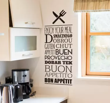 Muurstickers huis Eet smakelijk talen - TenStickers