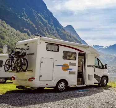 Camper sticker zon met wolken - TenStickers