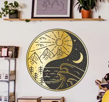 Stickers zon en maan yin yang - TenStickers