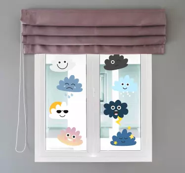 Raamsticker kinderkamer tekeningen set wolken - TenStickers