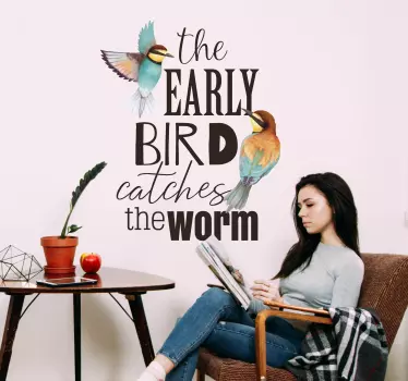 Slaapkamer muursticker the early bird catches the worm - TenStickers