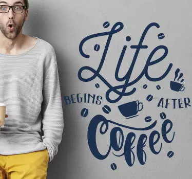 Tekst stickers life begins after coffee  - TenStickers