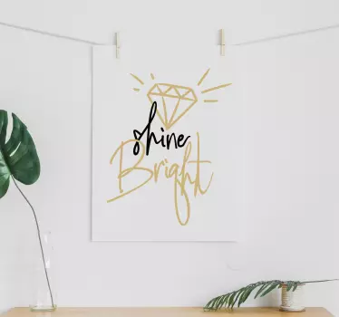 Motivatie stickers Shine bright inspirerende text - TenStickers