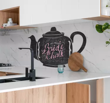 Theepot krijtbord sticker - TenStickers