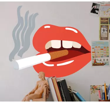 Urban muurstickers Jaren 70 rokende rode lippen - TenStickers