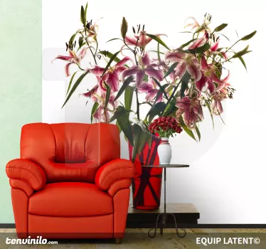 Vaas met lelies bloemen sticker - TenStickers