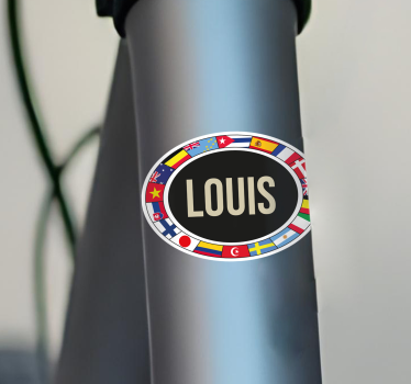 Vlaggen en gepersonaliseerde tekst fiets sticker - TenStickers