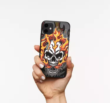 Vlammende schedelkunstwerk iPhone sticker - TenStickers