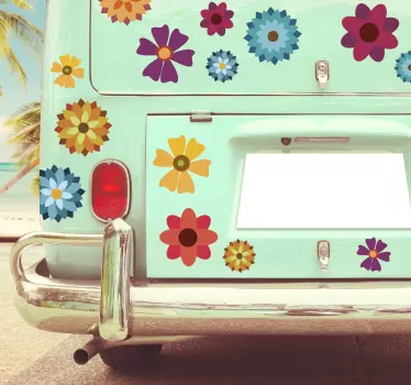 Autosticker met veelkleurige bloemen - TenStickers