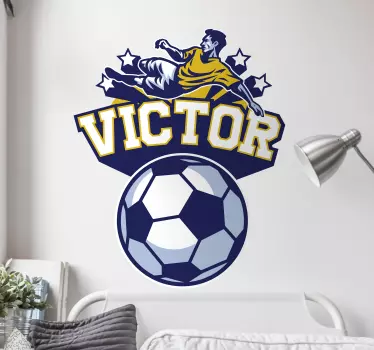 Muursticker voetbal en speler met naam - TenStickers