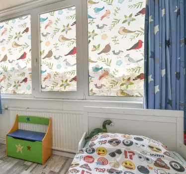 Raamsticker kinderkamer vogels en bloemen - TenStickers
