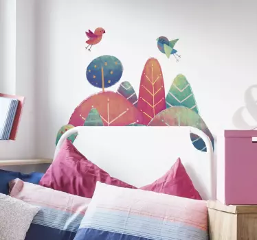 Vogels gekleurd landschap muursticker - TenStickers