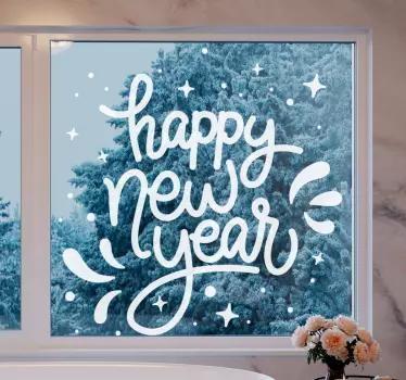 Kerst sticker vrolijke nieuwjaarsgroet - TenStickers