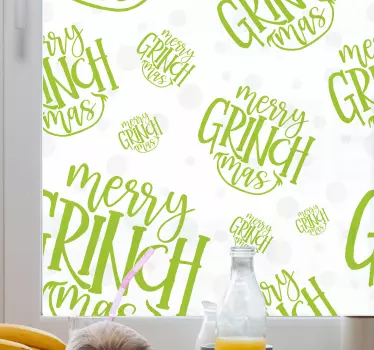 Kerst sticker vrolijke grinch boodschap - TenStickers