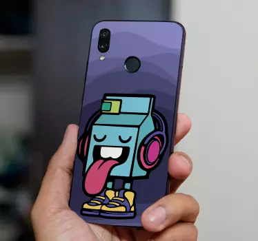 Robot steekt tong uit huawei sticker - TenStickers