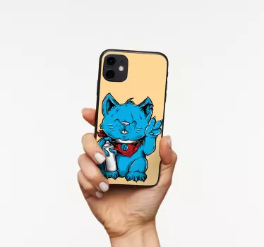 Vrolijke kattenillustratie iPhone sticker - TenStickers