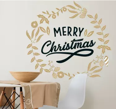 Kerst sticker vrolijke feestgroet - TenStickers