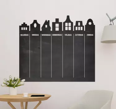 Weekplannerkrijtbord sticker huisjes - TenStickers