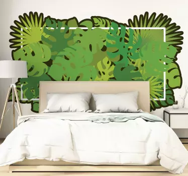 Weelderige bladcompositie sticker bed hoofdeinde - TenStickers