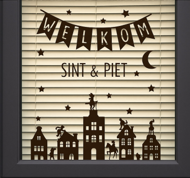 'welkom sint & piet' skyline raamsticker - TenStickers