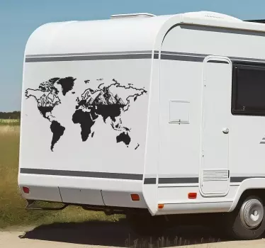 Wereldkaart camper sticker - TenStickers
