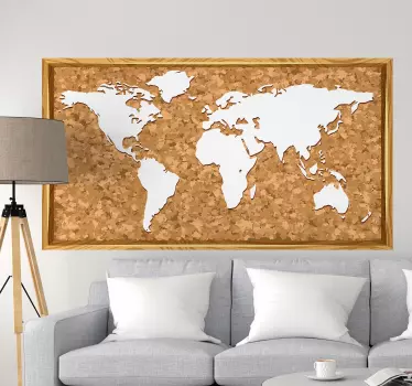 Wereldkaart kurk locatie sticker - TenStickers