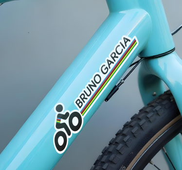 Wereldkampioen kleuren en naam fiets sticker - TenStickers