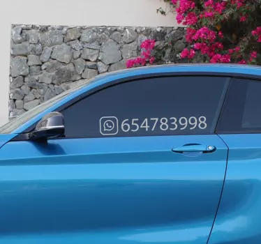 Gepersonaliseerde auto sticker Whatsapp nummer - TenStickers