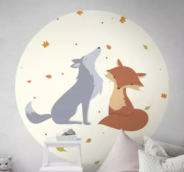 Wilde dieren stickers Vos en wolf muursticker - TenStickers