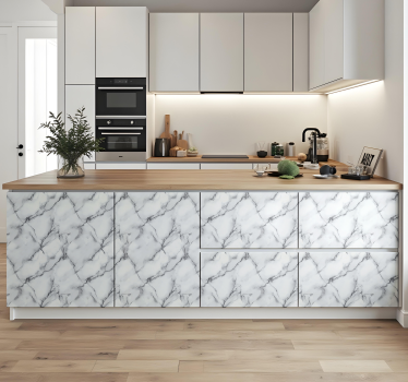 Witte en grijze marmertextuur keuken muursticker - TenStickers