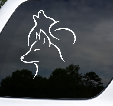 Autosticker wolf lijntekening - TenStickers