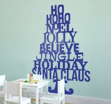 Woorden tekst kerstmis kerstboom sticker - TenStickers