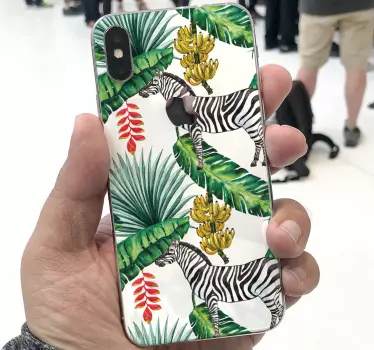 Zebra tropisch gebladerte iPhone sticker - TenStickers