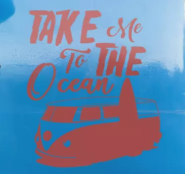 Zelfklevende autosticker met tekst voor surfer-camper - TenStickers