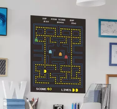 Zelfklevende muursticker pacman videogame - TenStickers