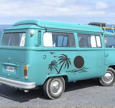 Zonsondergang en palmboom camper decoratie - TenStickers