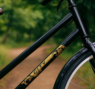 Fiets sticker zwart en gouden frame - TenStickers