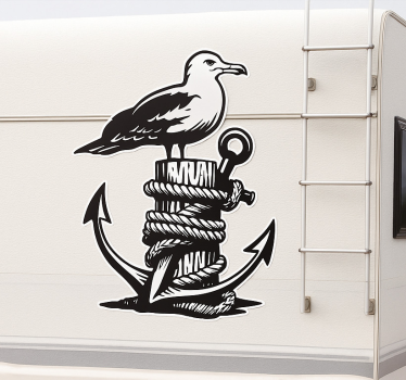 Zwarte ankermeeuw caravan sticker - TenStickers