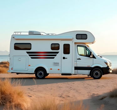 Zwarte en rode strepen camper sticker - TenStickers