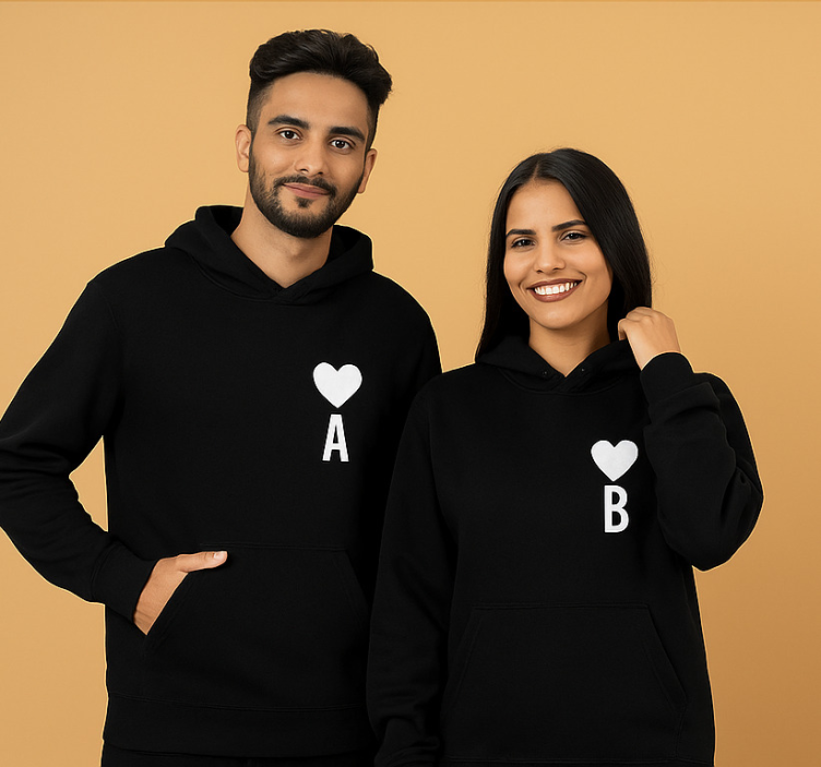 Aangepaste naaminitialen en hart hoodie - TenStickers