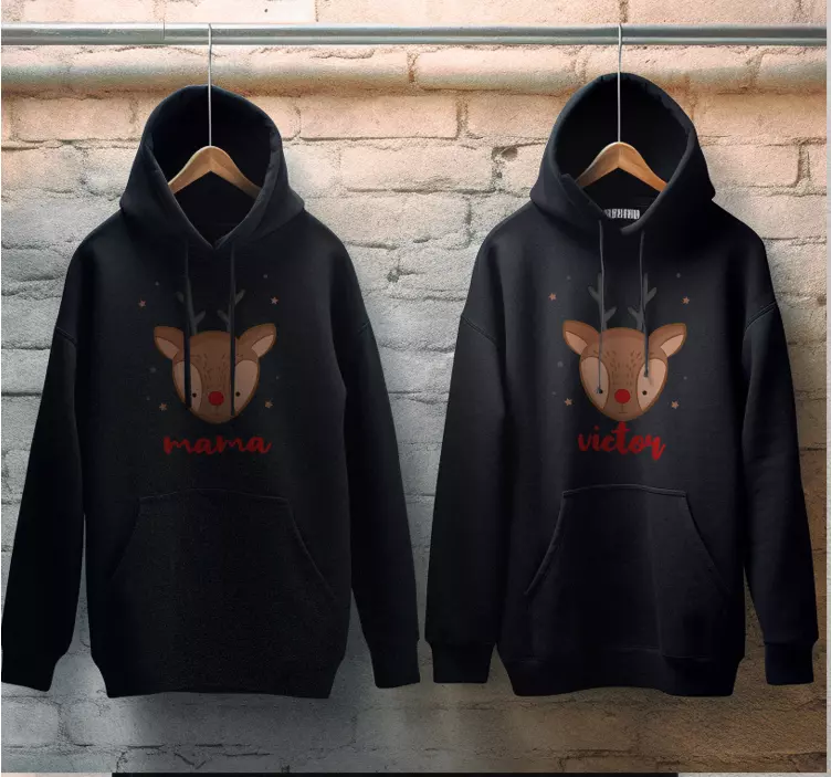 Aanpasbare Kerstmis rendieren hoodies met naam - TenStickers