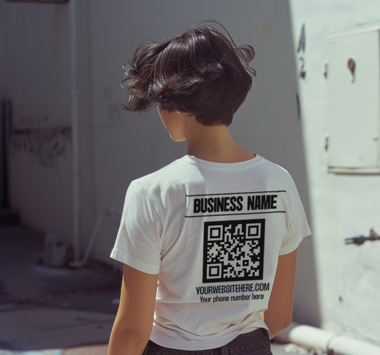Bedrijfsnaam en qr-code T-shirt - TenStickers