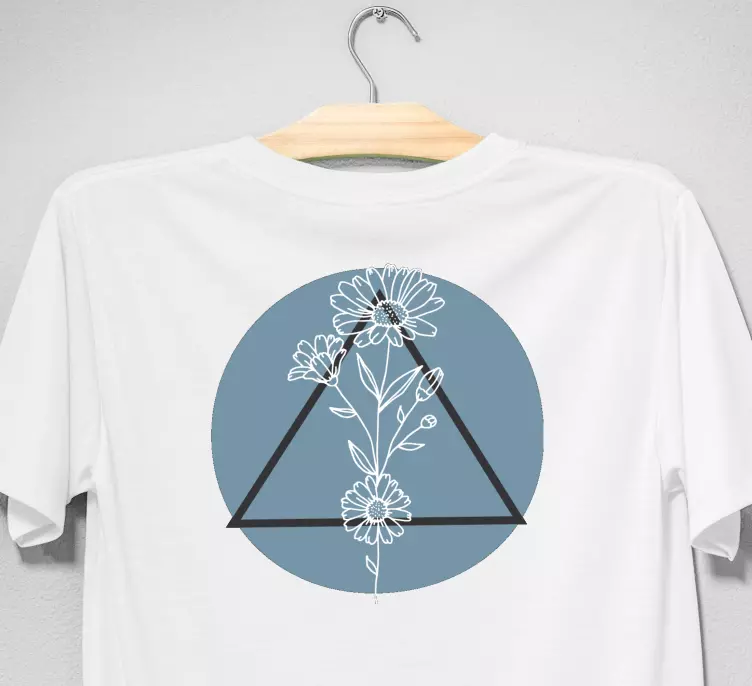 Bloemen driehoek print t-shirt - TenStickers