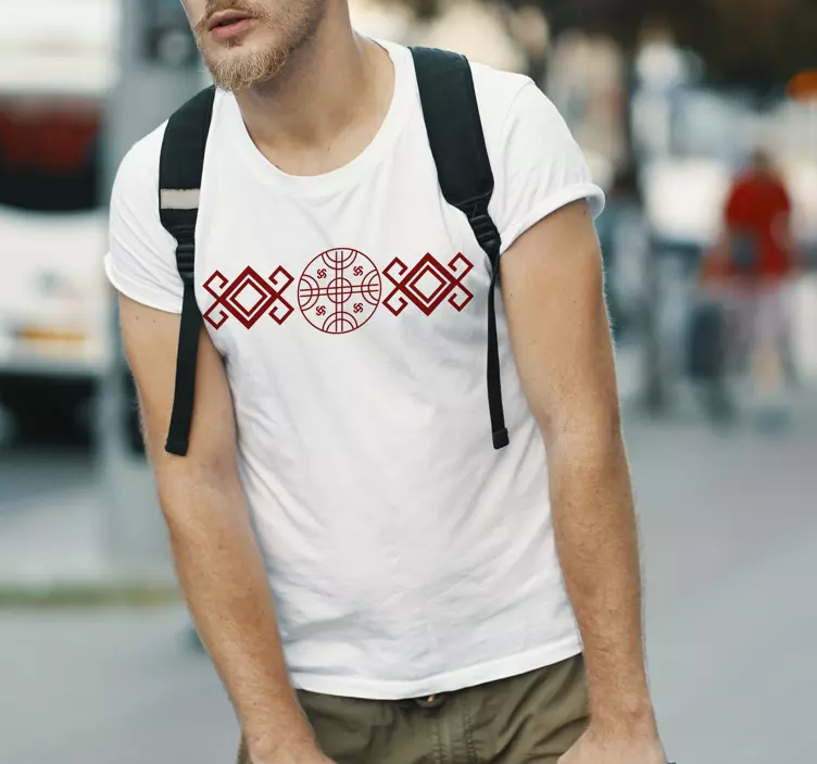 Rode mapuche-stijl t-shirt - TenStickers