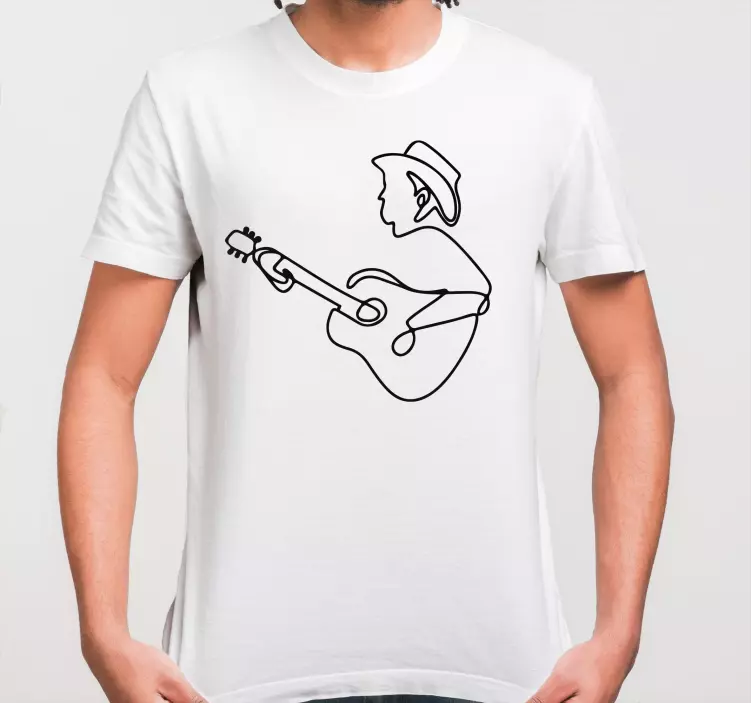 Doorlopende lijn gitarist t-shirt - TenStickers