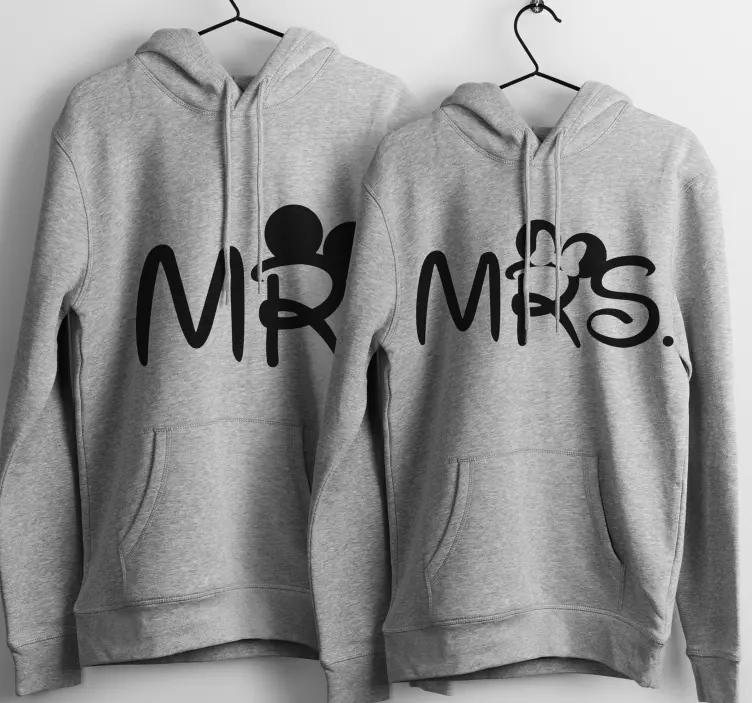 Grijze couple hoodies met Mr. en Mrs. - TenStickers