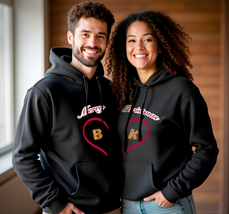 Kerst hoodies gepersonaliseerd met naam letters koppels t-shirts - TenStickers