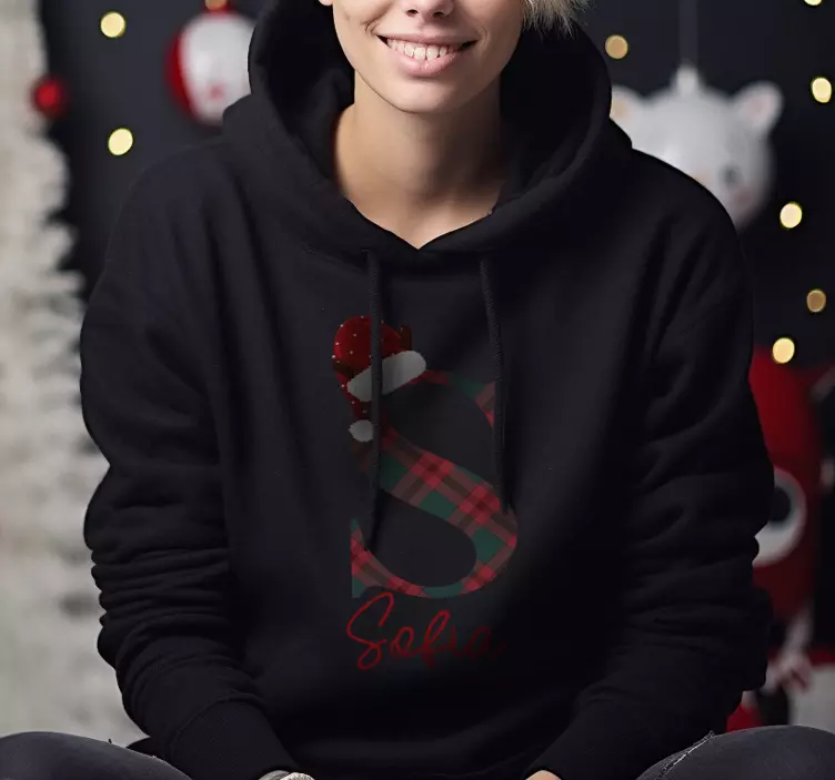 Kerstmis hoodie met initiaal en naam - TenStickers